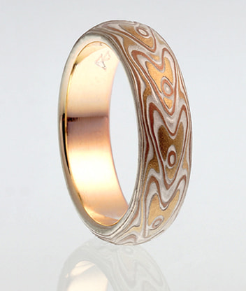 3 colours Wedding Ring - Mokume Gane technique